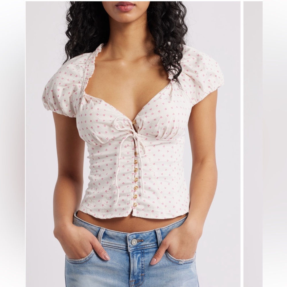 Free People summer floral print shirt
